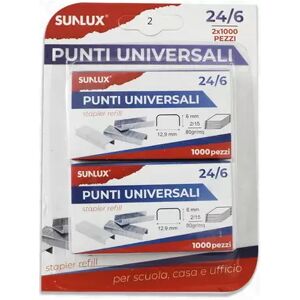 Offertecartucce.com Punti metallici Sunlux per cucitrice a pinza passo 24/6 conf. 2000 pz.