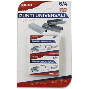 Offertecartucce.com Punti metallici Sunlux per cucitrice a pinza passo 6/4 conf. 2000 pz.