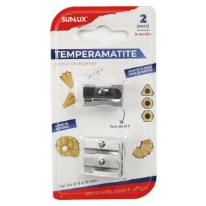 Offertecartucce.com Temperamatite Sunlux fori diametro 8/11 mm e 7 mm per matita in metallo conf. 2 pz.