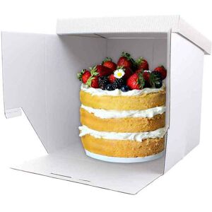 Decora 5 Scatole Per Torta Bianche In Cartoncino Rigido Rigato 41 X 41 X H 40 Cm