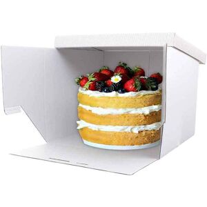 Decora 5 Scatole Per Torta Bianche In Cartoncino Rigido Rigato 36 X 36 X H 25 Cm