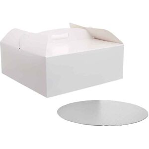 Decora Scatola Per Torta Quadrata Con Manico Bianca 31 X 31 X H 12 Cm Sottotorta Ø 30 Cm