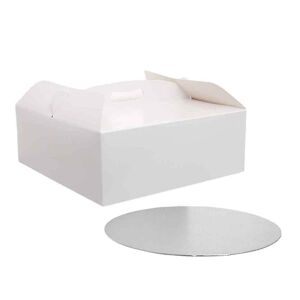 Decora Scatola Per Torta Quadrata Con Manico Bianca 36 X 36 X H 12 Cm Sottotorta Ø 35,5 Cm