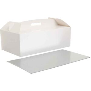 Decora Scatola Rettangolare Per Torta Con Manico Bianca E Sottotorta 36 X 21 X H 12 Cm