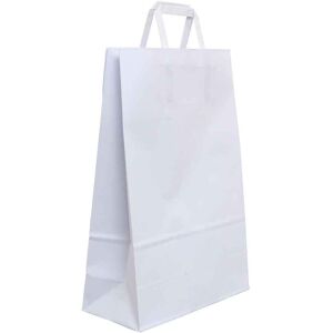 PapoLab 200 Shopper Buste In Carta Bianche Tinta Unita Con Manici 22x10 H32 Cm