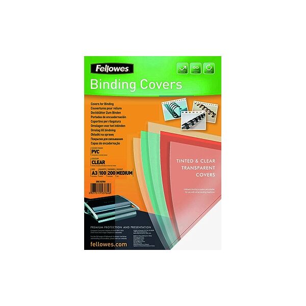 offertecartucce.com copertina trasparente fellowes clear per rilegatura a3 200 micron conf. 100 pz.