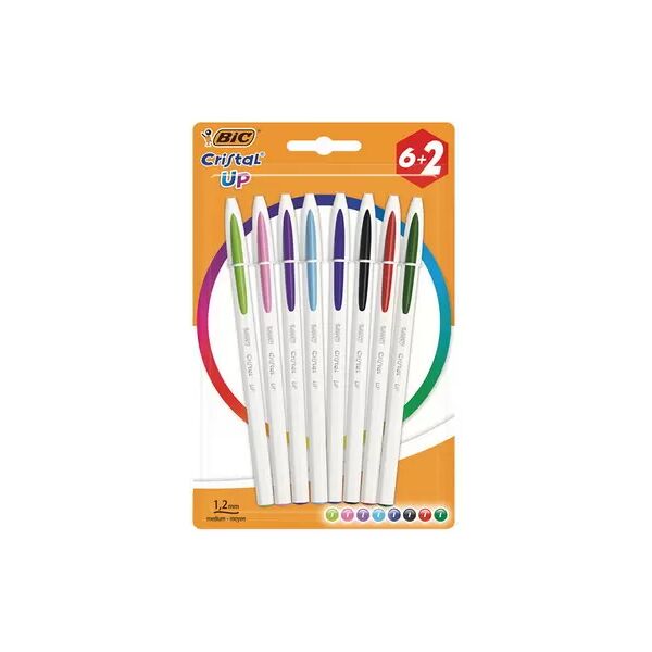 offertecartucce.com penna bic cristal up medium a sfera colori assortiti 1,2 mm conf. 8 pz.