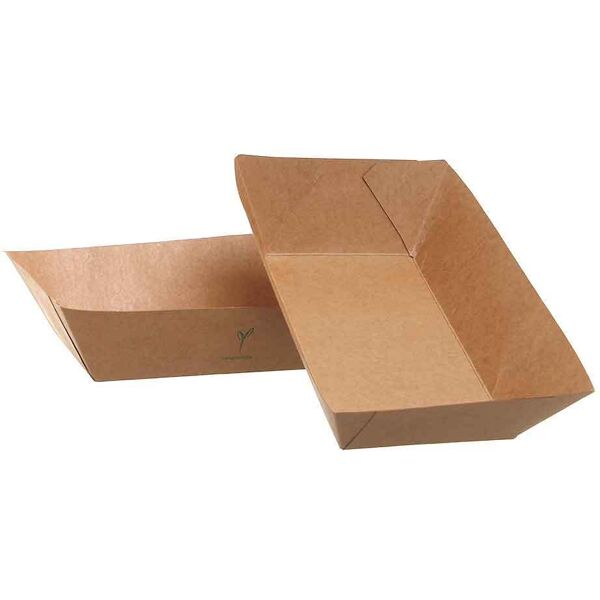 byo 50 vaschette grandi in carta compostabile 22,4x14 cm