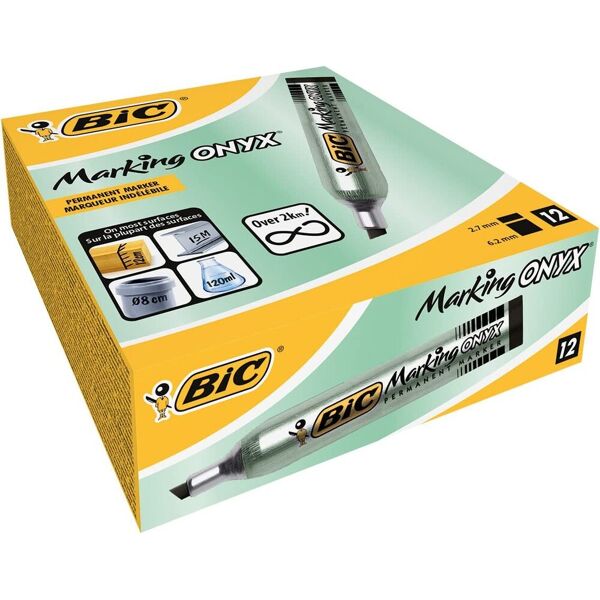 bic 8418302 marking onyx 1591 marcatore permanente nero punta smussata 12 pezzi - 8418302