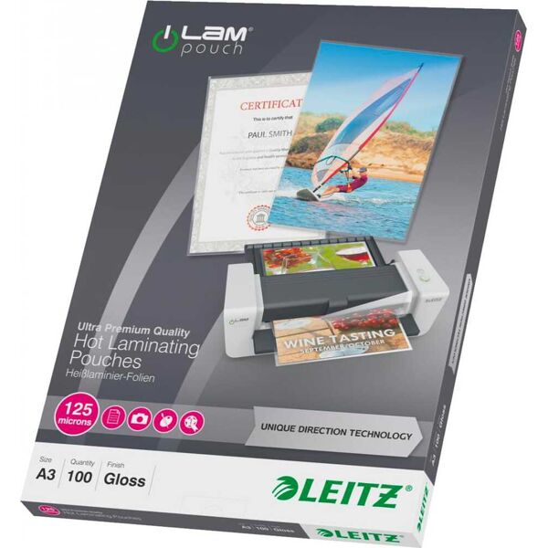 leitz 74880000 confezione 100 pouches udt a3 125micron - 74880000