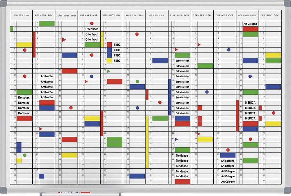 MAUL Lavagna planning annuale, 12 mesi, set di accessori incluso