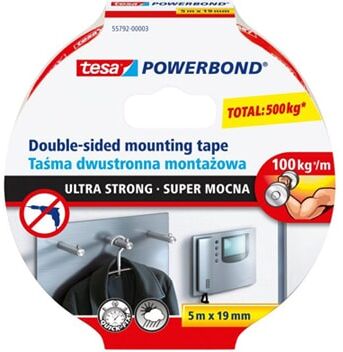 TESA 55792 Nastro bioadesivo Ultra strong Bianco 5mt x 19 mm