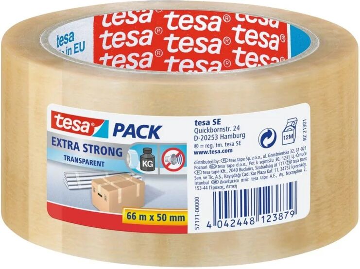 Tesa Nastro adesivo,  Extra Strong trasparente per imballaggio, 50 mm, 66 mt