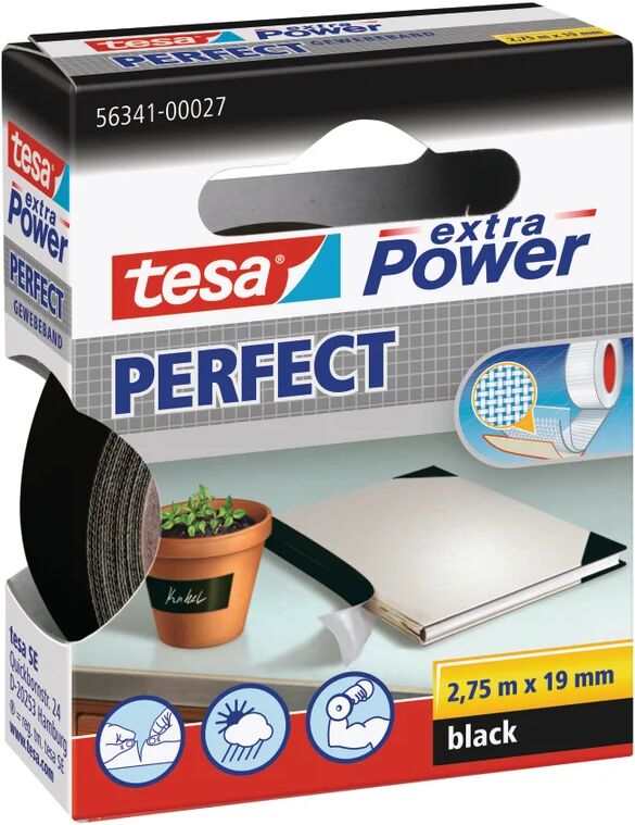 Tesa Nastro adesivo,  Extra Power Perfect per riparazione, impermeabile, 19 mm, 2.75 mt