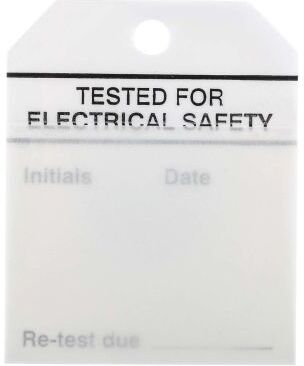 RS PRO 50 Etichette con fascetta prestampate  70mm x 60mm Tested For Electrical Safety