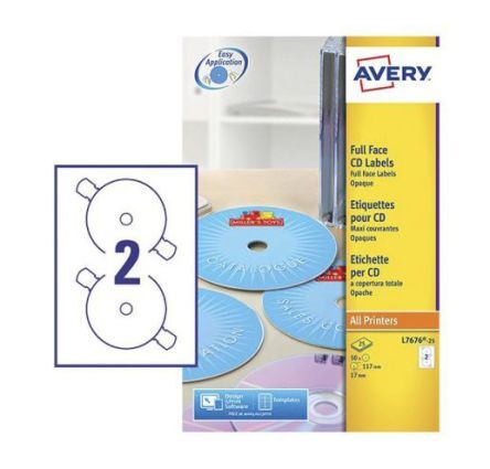 Avery Etichetta CD e DVD  , 2 Label, No, L7676-25