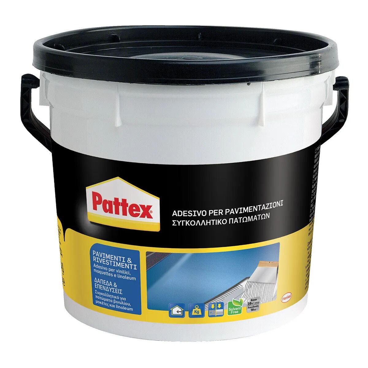 PATTEX Adesivo Pavimenti E Rivestimenti  5 Kg Per Vinilici Moquettes E Linoleum
