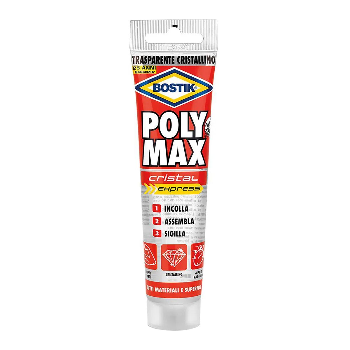 POLYMAX Adesivo Sigillante Poly Max Bostik 115 G Cristal Express Trasparente Sigilla Tutti I Materiali