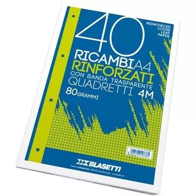 Offertecartucce.com Ricambi rinforzati Blasetti A4 quadretti 4 mm conf. 40 pz.