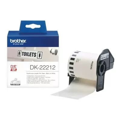 Etichette adesive per etichettatrice originale Brother DK22212 DK Tape da 62 mm (Rotolo 15,24 metri) NERO