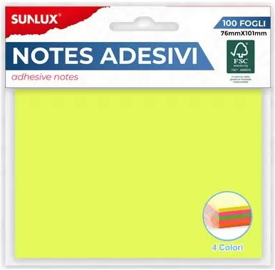 Offertecartucce.com Blocchetto Sunlux sticky notes 76Ã—101 mm 100 fogli 4 colori 1 pz.