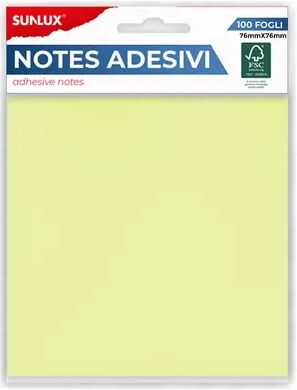 Offertecartucce.com Blocchetto Sunlux sticky notes 76Ã—76 mm 100 fogli gialli 1 pz.