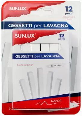 Offertecartucce.com Gessetti Sunlux per lavagna rettangolari 10x1x1 cm bianchi conf. 12 pz.