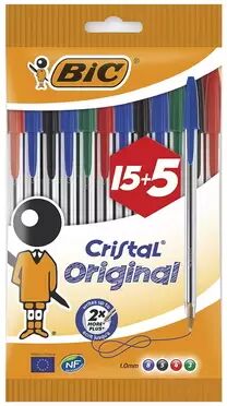 Offertecartucce.com Penna Bic Cristal Original medium a sfera colori assortiti 1 mm conf. 20 pz.