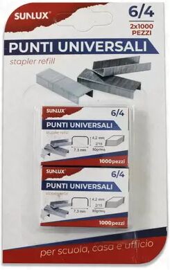 Offertecartucce.com Punti metallici Sunlux per cucitrice a pinza passo 6/4 conf. 2000 pz.