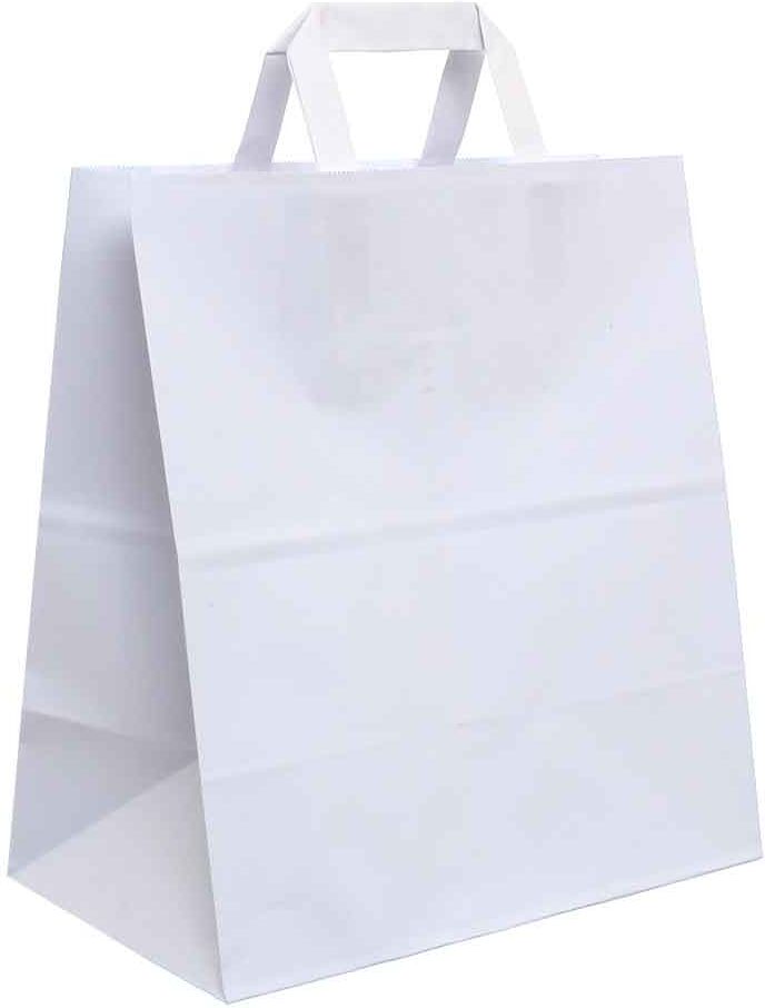 PapoLab 200 Shopper Buste In Carta Bianco Tinta Unita Da Asporto 27x16 H29 Cm