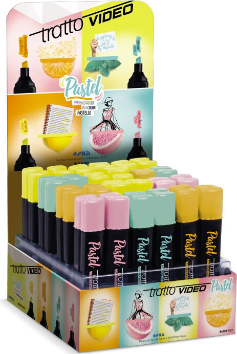 tratto 835900 video pastel marcatore menta arancione rosa giallo 48 pezzi - 835900