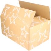 ratioform Scatola per spedizione Christmas Stars, terra, 390 x 290 x 300 mm, naturale