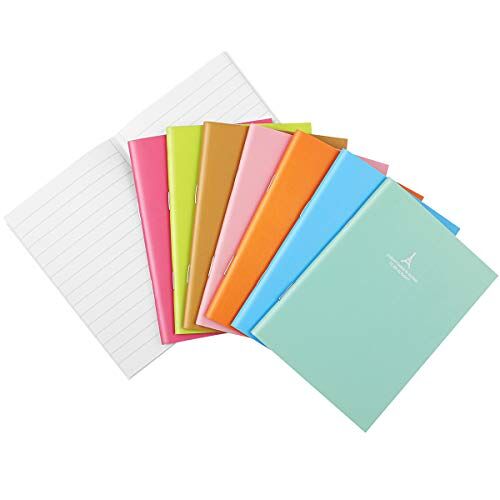 STOBOK Klein notitieblok, gelinieerd notitieboek, dagboek, memonotitieblok, schoolschriften, 8 snoepkleuren, 24 stuks