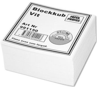 Blokkube 100x100x35 mm hvit 7312700140331