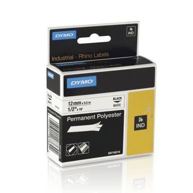 Tape Rhino perm polyester 12mm sv. på hvit 71701184832