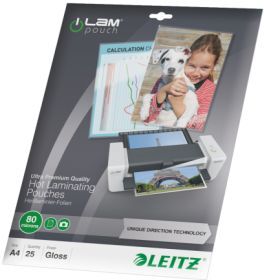 Leitz Lamineringslommer A4 UDT 80my Pakke/25 74790000