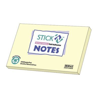Notes 76x127 mm gul resirkulert papir (12) 4712759214169