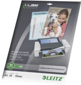 Leitz Lamineringslommer A3 UDT 80my Pakke/25 74860000