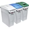 Rubbermaid Estação de materiais recicláveis SLIM JIM®, conjunto de 3, volume 3 x 60 l, inserção de latas/inserção de papel/fechado