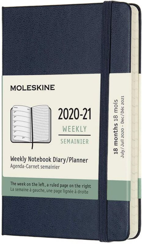 Moleskine agenda l semanal 18 meses 2020-2021 capa dura azul