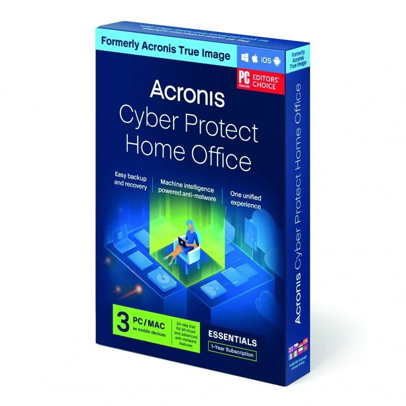 Acronis cyber protect essentials subscrição 3 dispositivos/1 ano descarga digital