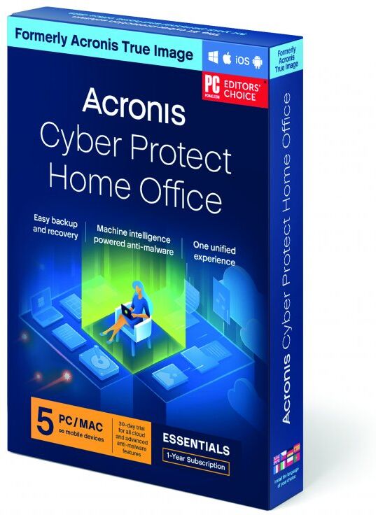 Acronis cyber protect essentials subscrição 5 dispositivos/1 ano descarga digital