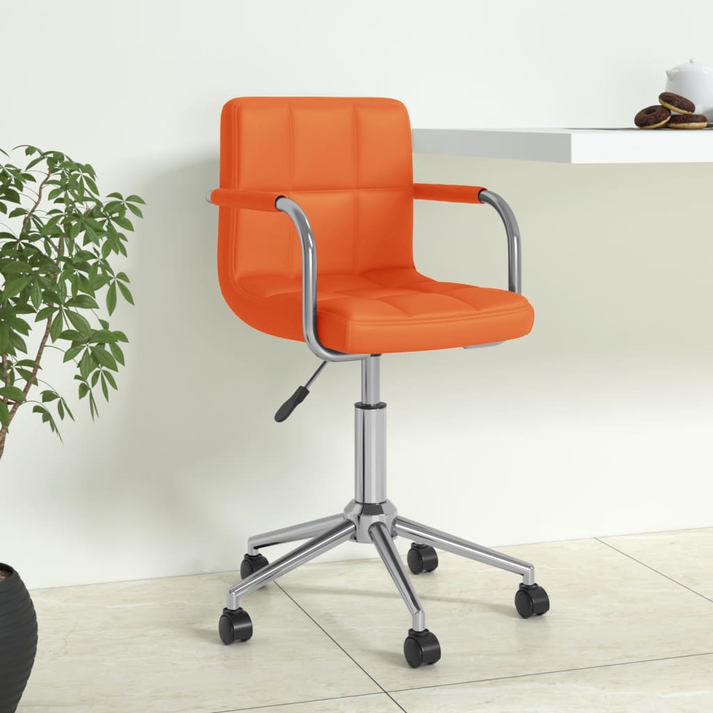 vidaXL Cadeira de escritório giratória couro artificial laranja