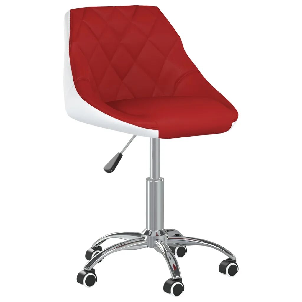 vidaXL Cadeira escritório giratória couro art. vermelho tinto e branco