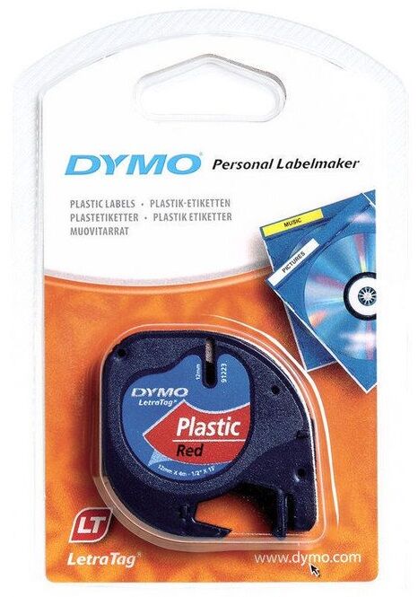 Dymo Etiquetadora Preto Sobre Vermelho (4 Mts/1,2cm) - Dymo