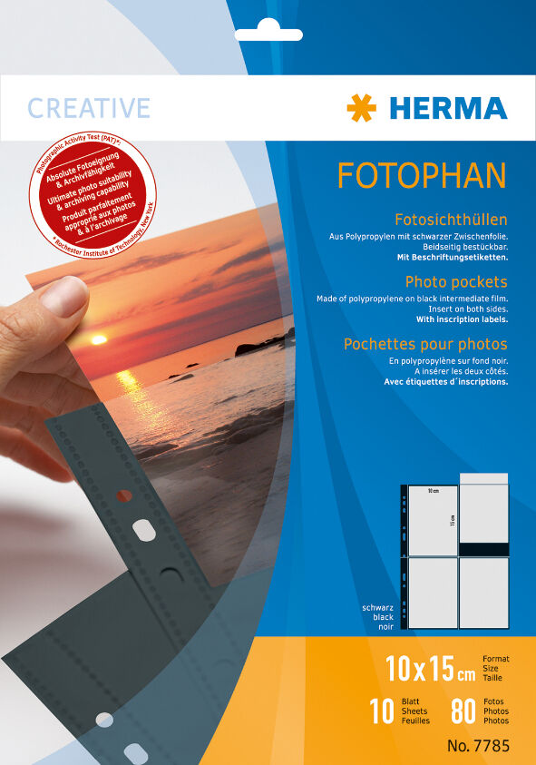 HERMA Fotophan 10 x 15 Altura Preto (10 Folhas)