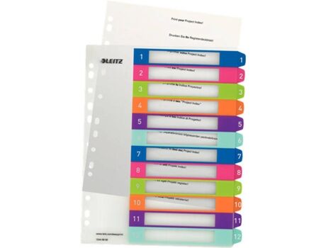 Leitz Separadores Imprimíveis WOW 12 cores (A4)