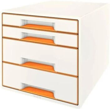 Leitz Arquivador WOW Cube 4 Gavetas Laranja (27 x 28.7 x 36.3 cm)