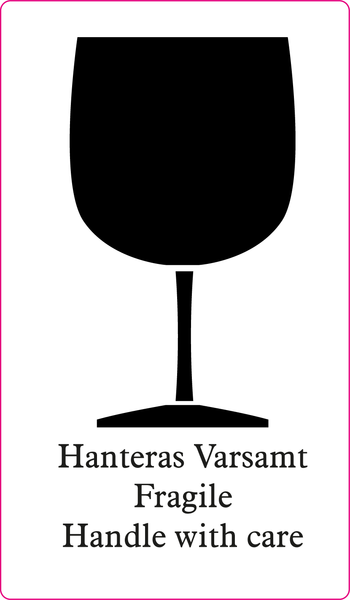 Varningsetikett, "Hanteras varsamt", 70x120 mm, 1000 st etiketter