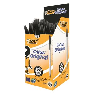 BIC Cristal 8373632 Medium 1.0mm Tip Ballpoint Pen - Black (50 Pack)